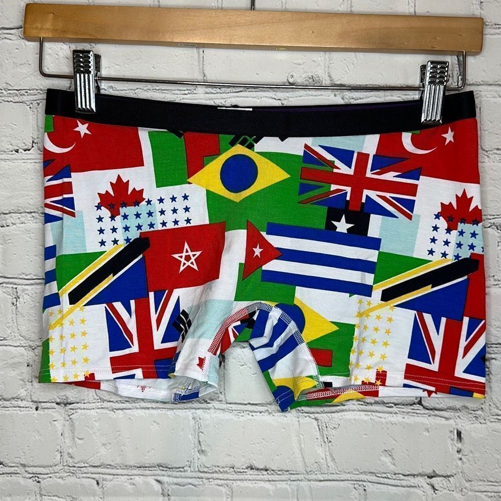 MeUndies Women’s Boyshort‎ World Flag Print Micromodal size Medium NEW no tags